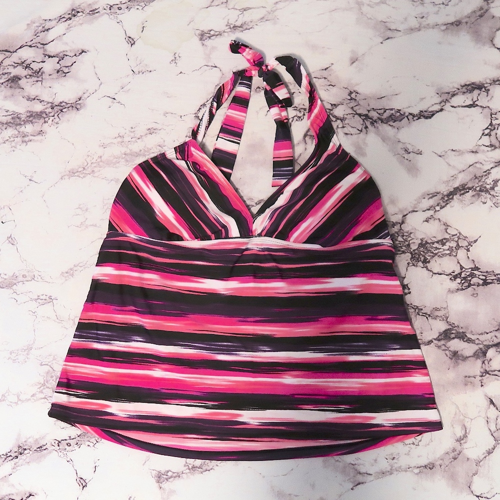 Pink Striped Bathing Suit Top